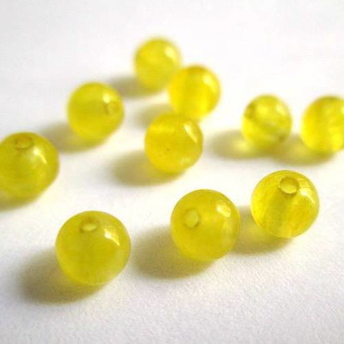 20 perles jade naturelle jaune 4mm (g-07) 