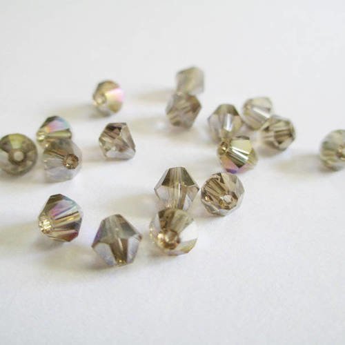 20 perles toupies champagne irisé  4mm imitation cristal autrichien 