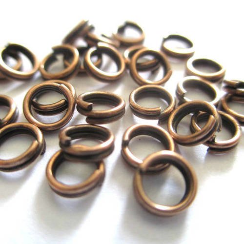 50 anneaux double de jonction 5 mm couleur cuivre 
