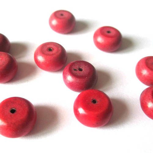 5 perles rondelles howlite rouge 10x6mm 