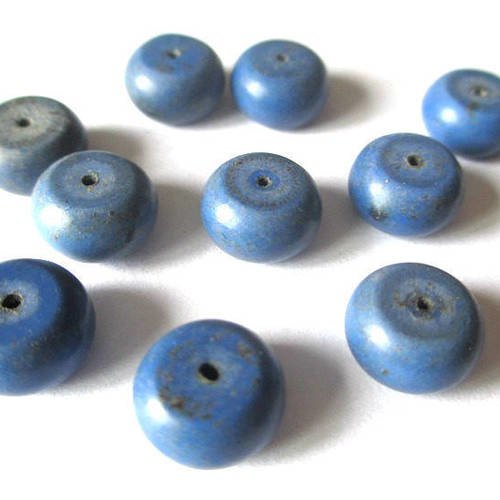 5 perles rondelles howlite bleu 10x6mm 