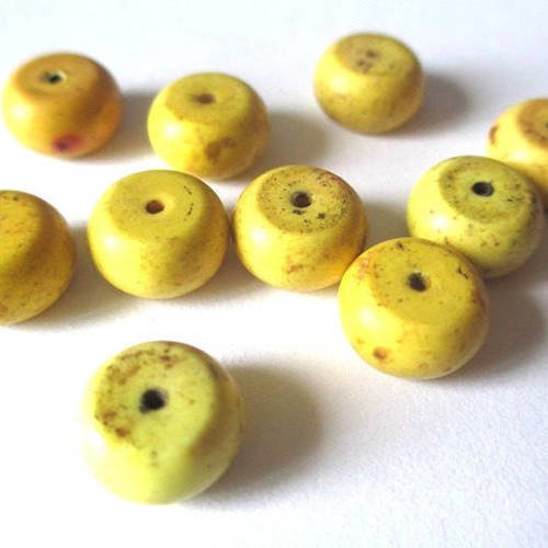 5 perles rondelles howlite jaune 10x6mm 