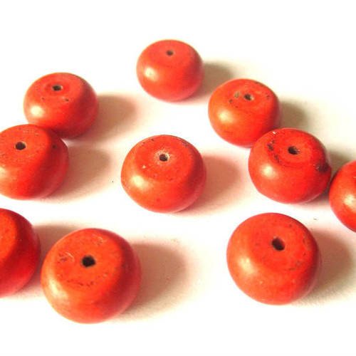 5 perles rondelles howlite orange 10x6mm 