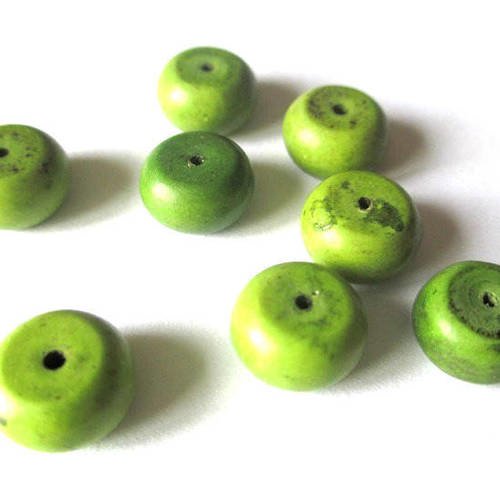 5 perles rondelles howlite vert 10x6mm 