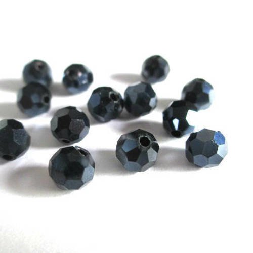 10 perles cristal ronde à facettes noir 6mm 