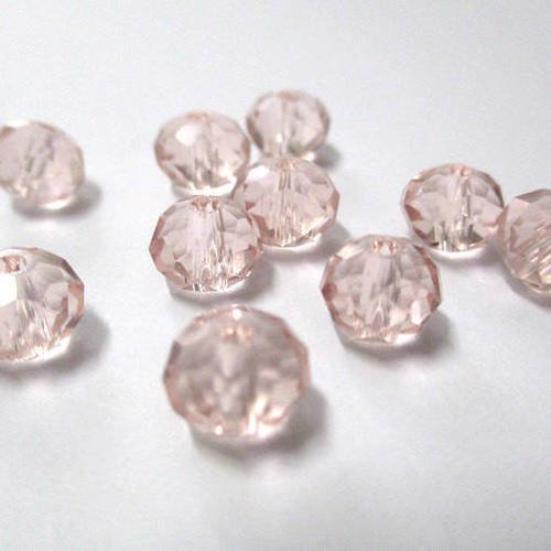10 perles rondelle à facettes rose clair en verre 6x8mm 