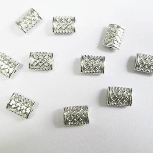 25 perles métal intercalaires couleur argent 7x5mm (app39)