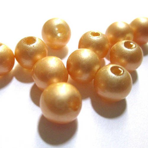 10 perles couleur or brillant en verre  8mm 