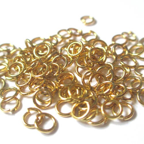 Lot 100 anneaux de jonction 4mm couleur doré 