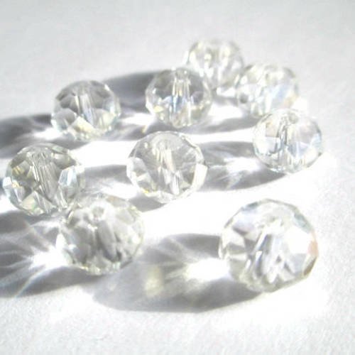 20 perles cristal rondelle irisé a facette 6x8mm 