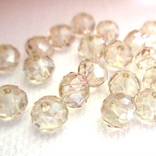 20 perles cristal rondelle irisé  champagne 6x4mm 