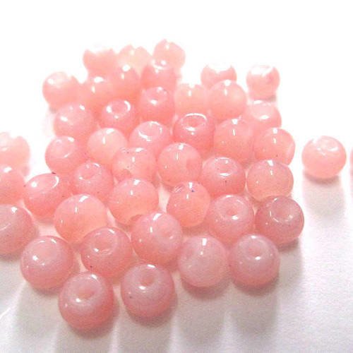 20 perles rose en verre imitation jade 4mm (a-30) 