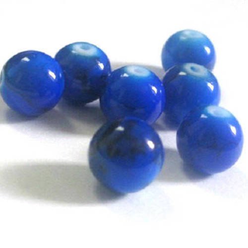 10 perles en verre tréfilé bleu foncé 10mm 