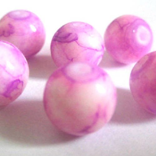 10 perles en verre tréfilé mauve 10mm 