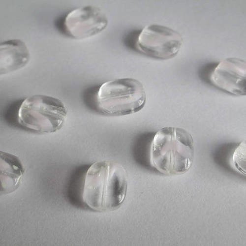 10 perles en verre tréfilé rose clair forme rectangle  12x10mm 