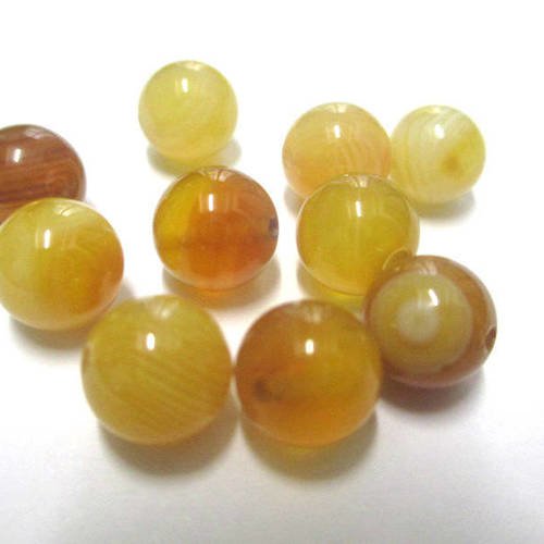 10 perles agate rayée nuances de marron clair 8mm 