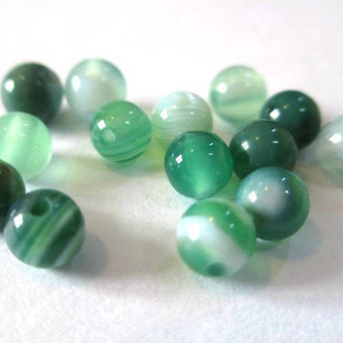 10 perles agate rayée nuances de vert 4mm 