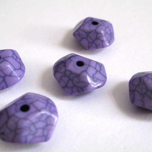 5 perles violet octogone acrylique imitation howlite 15x13x7 mm 