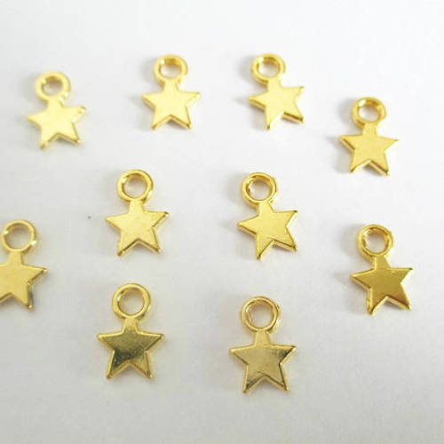 20 breloques pendentifs étoiles 10x8x1 mm couleur doré 
