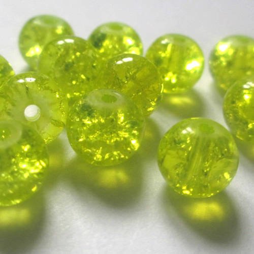 10 perles jaune craquelé en verre 8mm 