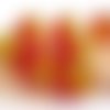 10 perles craquelé rouge et jaune en verre 8mm (d-40) 