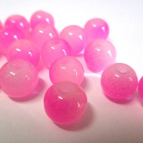 10 perles bicolore rose et fuchsia en verre 8mm 