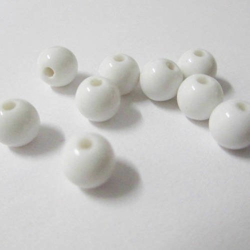 100 perles acrylique blanc 6mm 