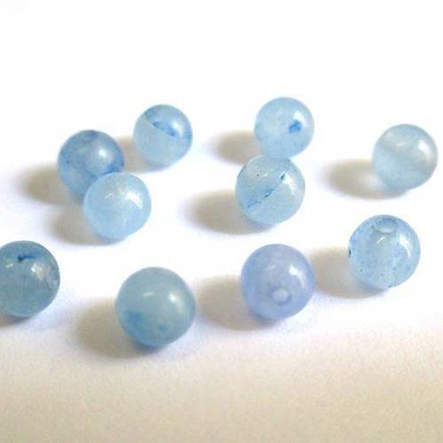 20 perles jade naturelle bleu 4mm (g-07) 