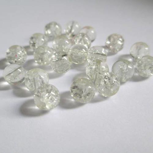 20 perles blanc en verre craquelé 6mm (p-13) 