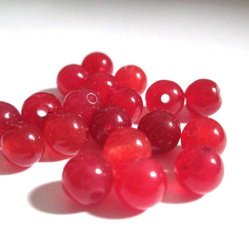 10 perles jade naturelle rouge 6mm (6) 