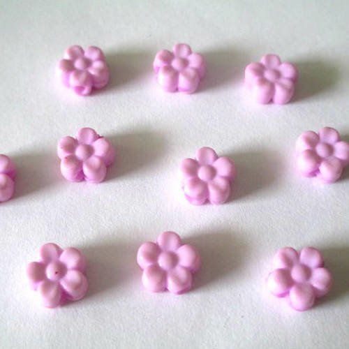 10 perles acrylique fleur mauve 8.5x9x4 mm 
