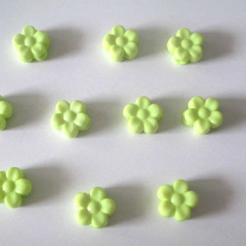 10 perles acrylique fleur vert 8.5x9x4 mm 