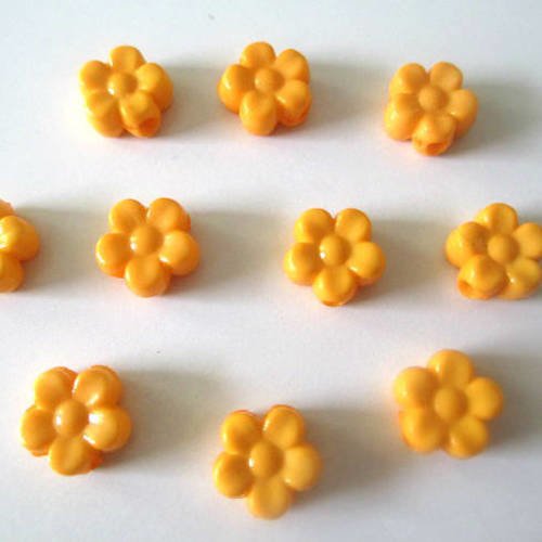 10 perles acrylique fleur orange 8.5x9x4 mm 
