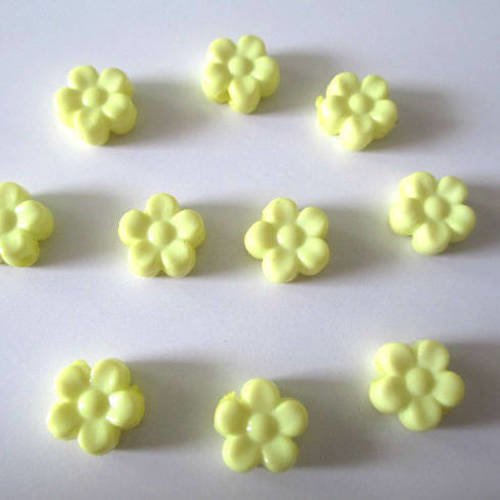 10 perles acrylique fleur jaune 8.5x9x4 mm 