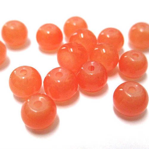 20 perles orange imitation jade en verre 6mm (j-15) 