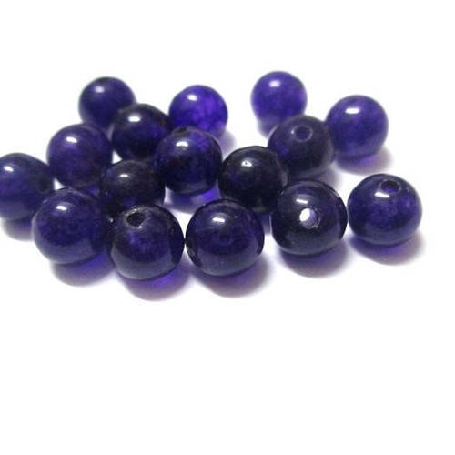 10 perles jade naturelle violet foncé 6mm (b) 