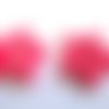 2 perles étoile rose fluo acryliques caoutchouté 27x26mm 