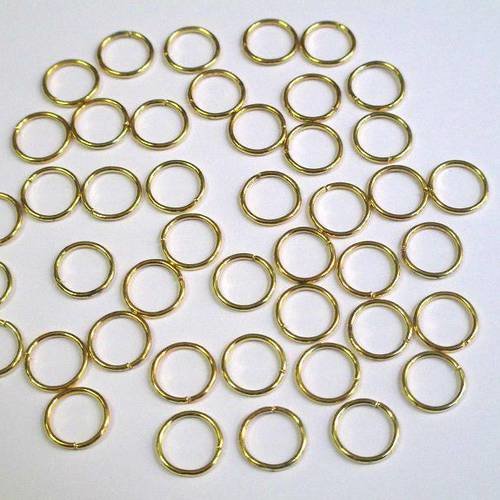 Lot 50 anneaux de jonction 10mm couleur doré 