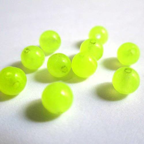 20 perles jade naturelle jaune fluo 4mm (g-07) 