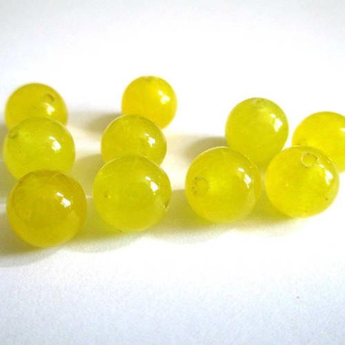 20 perles jade naturelle jaune 8mm 