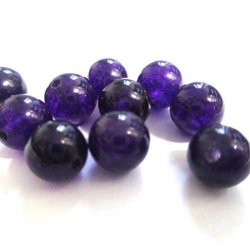 10 perles jade naturelle violet foncé 8mm (e-26) 