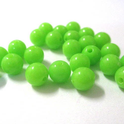 10 perles acrylique vert pomme 6mm 