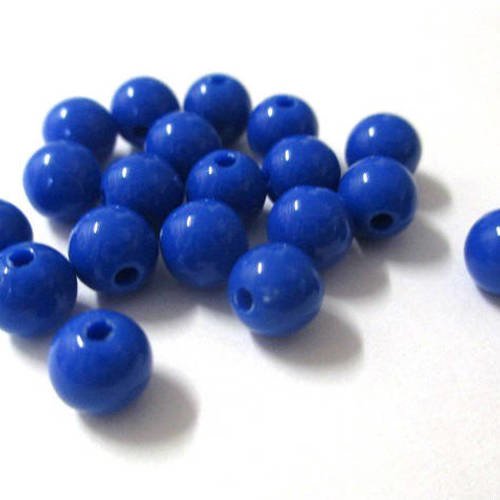 10 perles acrylique bleu foncé 6mm 