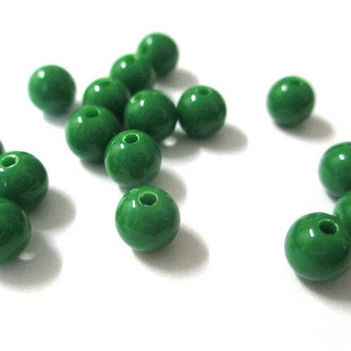 10 perles acrylique vert foncé 6mm 