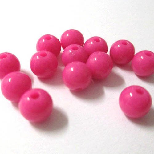10 perles acrylique rose 6mm 