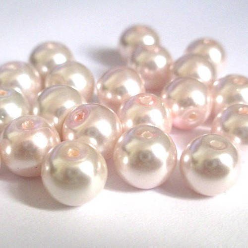 10 perles nacré rose clair en verre peint 8mm( r-30) 