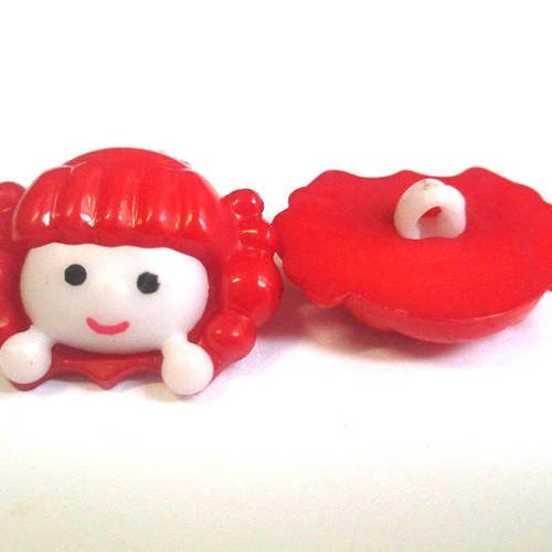 10 boutons fillette acrylique rouge 22x17x5mm 