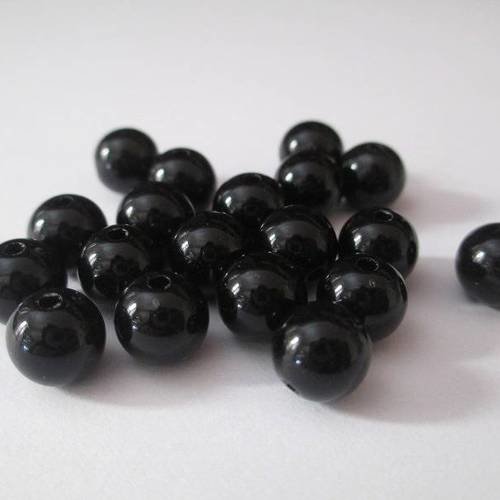 20 perles acrylique noir  8mm 