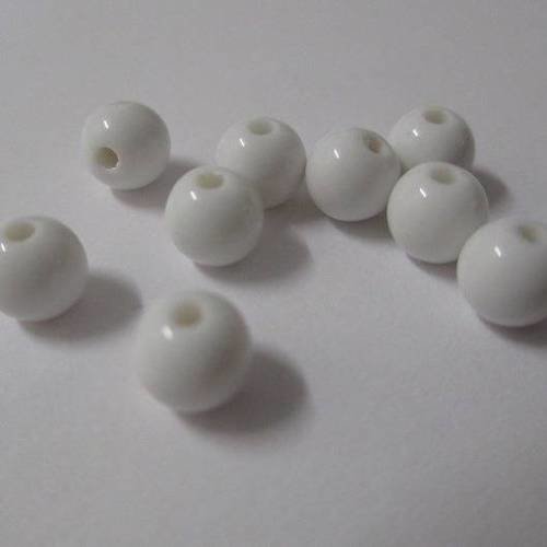 10 perles acrylique blanc 6mm 