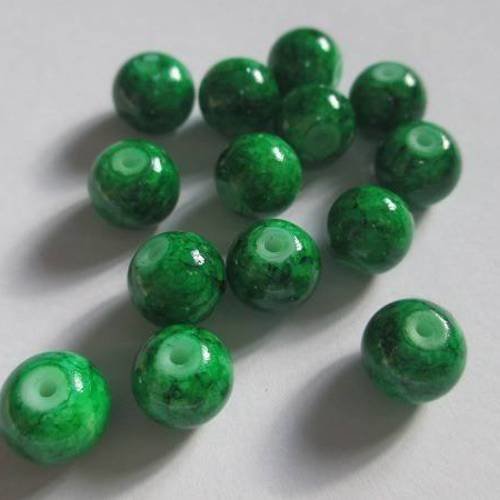20 perles vertes mouchetée 8mm 